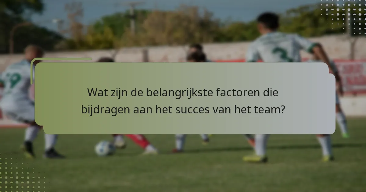 Wat zijn de belangrijkste factoren die bijdragen aan het succes van het team?