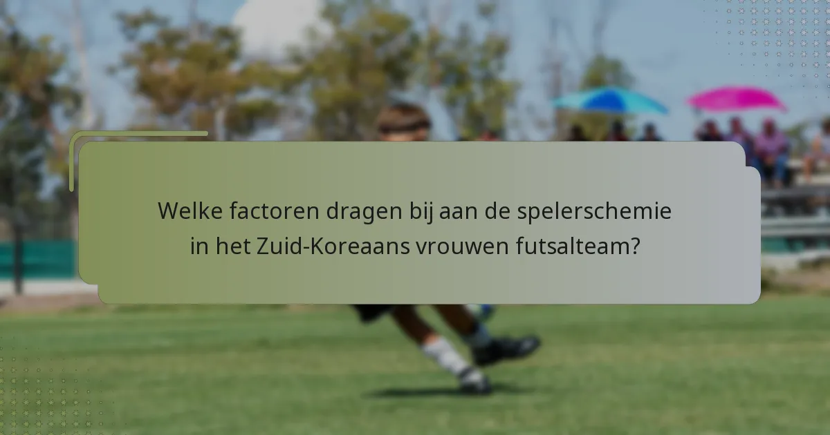 Welke factoren dragen bij aan de spelerschemie in het Zuid-Koreaans vrouwen futsalteam?